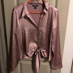 Express Satin button down with bow